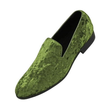 Amali Mens Velvet Slip-On Smoking Slipper Tuxedo Loafers Green Size 9