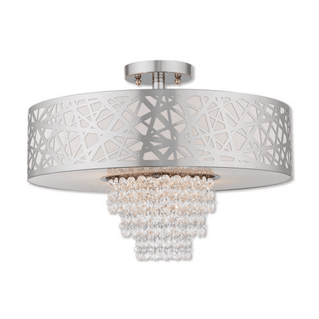 Semi Flush Mounts 4 Light With Polished Chrome Crystal Clear Off-White Fabric Hardback Medium Base 18 inch 240 Watts - World of Crystal
Semi Flush Mounts 4 Light With Polished Chrome Crystal Clear Off-White Fabric Hardback Medium Base 18 inch 240 Watts - World of Crystal