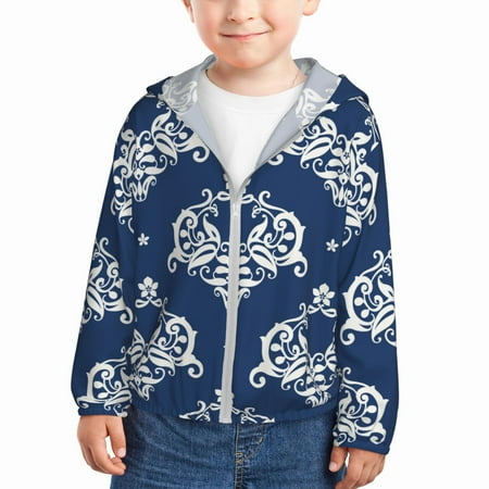 Sun Hoodie for Kids Traditional vintage navyblue print Long Sleeve Swim Fishing Shirts Sun Protection Zip Up Jacket Clothing Athletic Hoodie 
Sun Hoodie for Kids Traditional vintage navyblue print Long Sleeve Swim Fishing Shirts Sun Protection Zip Up Jacket Clothing Athletic Hoodie