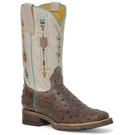 Women s Roper Arrow Feather Ostrich PRINT Boots Handcrafted Brown