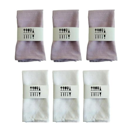 6Pcs Cloth Napkins Dinner Napkins Dinner Plate Placemat White and Lilac