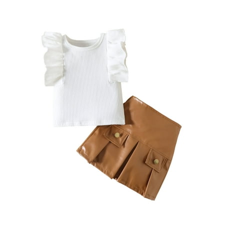 Gwiyeopda Little Kids Toddler Baby Girl 2Pcs Clothes Set Short Sleeve Ribbed Tops + PU Leather Skirt Outfit
Gwiyeopda Little Kids Toddler Baby Girl 2Pcs Clothes Set Short Sleeve Ribbed Tops + PU Leather Skirt Outfit