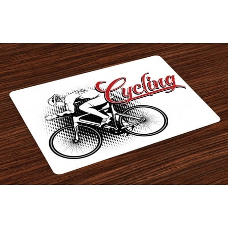 Sports Placemats Set of 4 Cycling Man Illustration Dotted Setting Biking Athletics Human Powered Vehicle Washable Fabric Place Mats for Dining Room Kitchen Table Decor Black White Red by Ambesonne
Sports Placemats Set of 4 Cycling Man Illustration Dotted Setting Biking Athletics Human Powered Vehicle Washable Fabric Place Mats for Dining Room Kitchen Table Decor Black White Red by Ambesonne