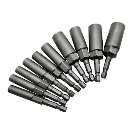 

10Pcs 5.5mm-14mm Hex Socket Sleeve Nozzles Nut Driver Set for Power Drills Impact Drivers Power Screwdriver Handle Tools