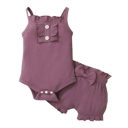 BIZIZA Outfit Set for Baby Girl Bodysuit Shorts Solid Color Short Sleeve Cute 2-Piece 3M-18M Toddler Purple 90
BIZIZA Outfit Set for Baby Girl Bodysuit Shorts Solid Color Short Sleeve Cute 2-Piece 3M-18M Toddler Purple 90