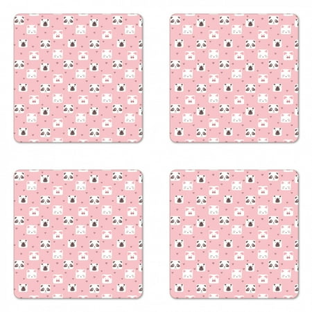 Cartoon Coaster Set of 4 Cat and Bear Faces with Mini Hearts Square Hardboard Gloss Coasters Standard Size Pale Pink Umber by Ambesonne
Cartoon Coaster Set of 4 Cat and Bear Faces with Mini Hearts Square Hardboard Gloss Coasters Standard Size Pale Pink Umber by Ambesonne
