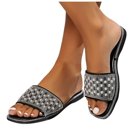 ZIZOCWA Strappy Sandals Women Fashiona Flat Bottom Breathable Summer Beach Slippers for Women Non Slip Square Toe Rhinestone Sandals Black Size8
ZIZOCWA Strappy Sandals Women Fashiona Flat Bottom Breathable Summer Beach Slippers for Women Non Slip Square Toe Rhinestone Sandals Black Size8