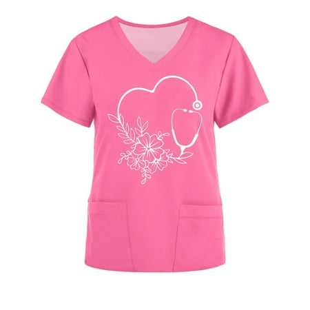 Women s Scrub Tops Casual Short Sleeve V Neck Solid Color Print Nurses Scrubs Medical Scrub Shirts with Pockets
Women s Scrub Tops Casual Short Sleeve V Neck Solid Color Print Nurses Scrubs Medical Scrub Shirts with Pockets