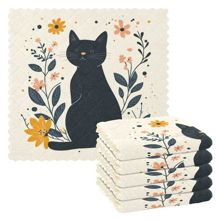 6 Pieces of Kitchen Towels 11x11Inch Kitchen Dish Cloths Kitchen Dish Towels Reuseable Cleaning Cloths Cute Black Cat
6 Pieces of Kitchen Towels 11x11Inch Kitchen Dish Cloths Kitchen Dish Towels Reuseable Cleaning Cloths Cute Black Cat