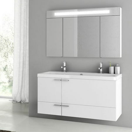 ACF by Nameeks ACF ANS10-GW New Space 47-in. Double Bathroom Vanity Set - Glossy White