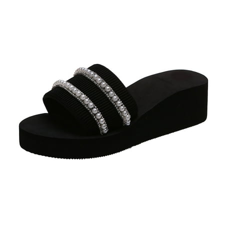 TAIAOJING Women s Slide Slippers Pearl Rhinestone Platform Wedge Heel Open Toe Slippers
TAIAOJING Women s Slide Slippers Pearl Rhinestone Platform Wedge Heel Open Toe Slippers