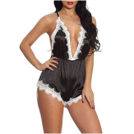Bodysuit For Women Fishnet Lingerie Deep V Mesh See-through Pajamas Elastic Spaghetti Strap One-piece Satin Lace Pajamas Back Cross Stretch Spaghetti Strap Black L
Bodysuit For Women Fishnet Lingerie Deep V Mesh See-through Pajamas Elastic Spaghetti Strap One-piece Satin Lace Pajamas Back Cross Stretch Spaghetti Strap Black L