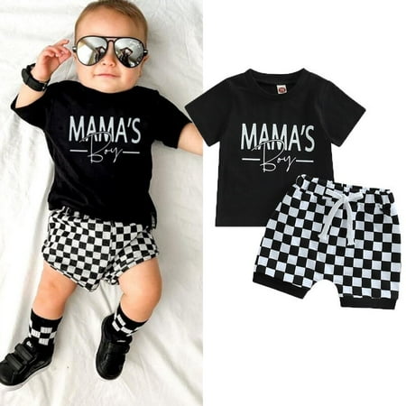 2pcs Baby Boys Clothing Set Letter Print Short Sleeve T-Shirt and Elastic Checkerboard Shorts Summer Outfits
2pcs Baby Boys Clothing Set Letter Print Short Sleeve T-Shirt and Elastic Checkerboard Shorts Summer Outfits