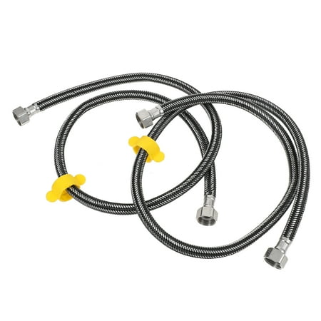2pcs Stainless Steel Sink Hose Braided Faucet Hose Cold Hot Water Supply Pipe