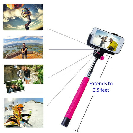 Minisuit Selfie Stick Pro with Built-In Remote for Apple & Android - Pink