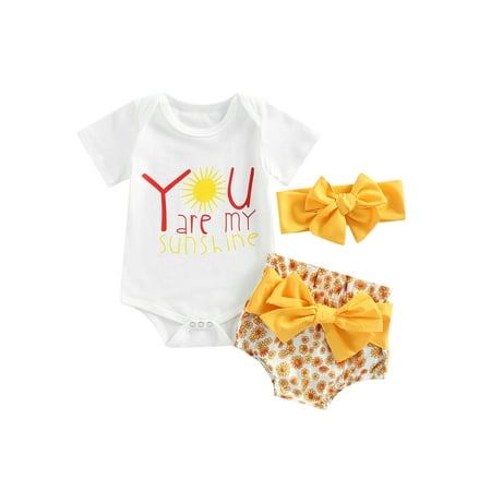 Newborn Baby Girl Clothes Summer Short Outfit You Are My Sunshine Cotton Bodysuit+Elastic Shorts+Headband
Newborn Baby Girl Clothes Summer Short Outfit You Are My Sunshine Cotton Bodysuit+Elastic Shorts+Headband