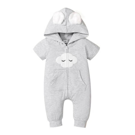 Breampot 9-12M 2022 Infant clouds printed zipper short-sleeved crawling clothes hooded ears onesie harness Gray
Breampot 9-12M 2022 Infant clouds printed zipper short-sleeved crawling clothes hooded ears onesie harness Gray