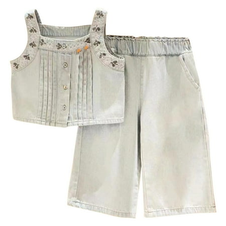 ZRBYWB Toddler Baby Girl Clothes Denim Outfits&Set Floral Print Summer Outdoor Casual Fashionable Suit Summer Clothes
ZRBYWB Toddler Baby Girl Clothes Denim Outfits&Set Floral Print Summer Outdoor Casual Fashionable Suit Summer Clothes