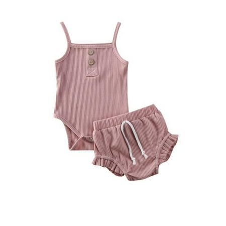 Inevnen 2PCS Baby Girls Clothes Set Strap Solid Top Jumpsuit Bloomers Short Sets Summer Outfit Clothes 0-24M
Inevnen 2PCS Baby Girls Clothes Set Strap Solid Top Jumpsuit Bloomers Short Sets Summer Outfit Clothes 0-24M