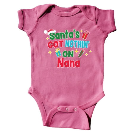 Inktastic Santa s Got Nothin on Nana with Christmas Presents Gift Baby Boy or Baby Girl Bodysuit
Inktastic Santa s Got Nothin on Nana with Christmas Presents Gift Baby Boy or Baby Girl Bodysuit