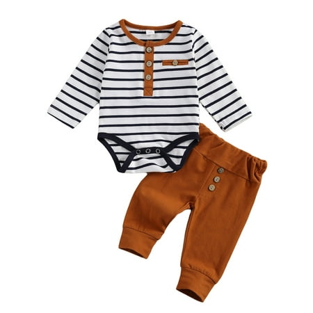 Aunavey Newborn Baby Boys Outfit Long Sleeve Striped Bodysuit Romper Solid Pants Fall Winter Clothes
Aunavey Newborn Baby Boys Outfit Long Sleeve Striped Bodysuit Romper Solid Pants Fall Winter Clothes