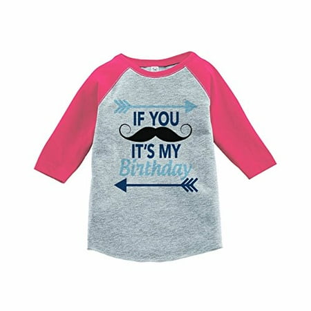 7 ate 9 Apparel Girl s Mustache Birthday Pink Baseball Tee