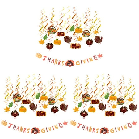 NUOLUX 3pcs Thanksgiving Hanging Swirl Ceiling Pendant and Banner Set Spiral Streamers Garland Turkey Bunting Letter Prinitng Flag Party Supplies
NUOLUX 3pcs Thanksgiving Hanging Swirl Ceiling Pendant and Banner Set Spiral Streamers Garland Turkey Bunting Letter Prinitng Flag Party Supplies