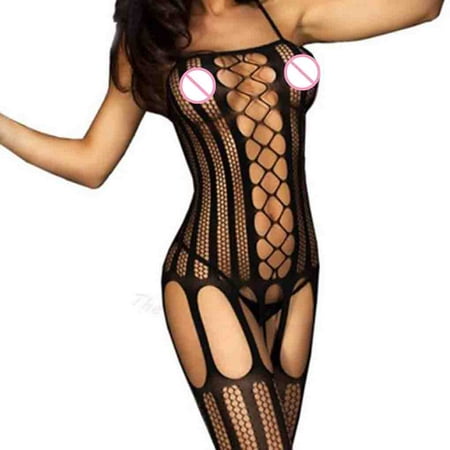 Sonceds Women Erotic Fishnet Body Stocking Perspective Hollow Out Mesh Cloth
