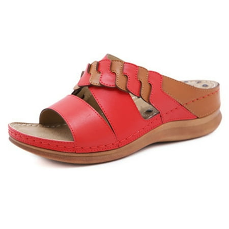 Sandals Round Head Non Slip Massage Slope Heel Stitching Sandals for Women Summer New 43 Red
Sandals Round Head Non Slip Massage Slope Heel Stitching Sandals for Women Summer New 43 Red