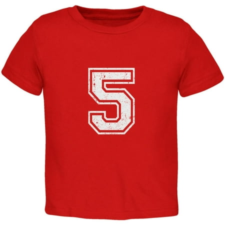 Birthday Kid Jersey 5 5th Fifth Red Toddler T-Shirt