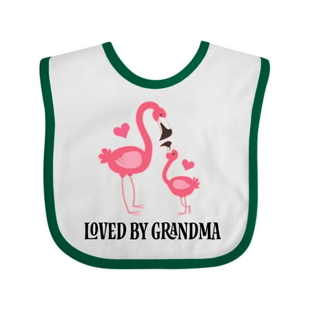 Inktastic Grandma Loves Me Flamingo Grandchild Gift Baby Girl Bib