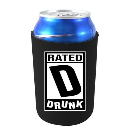 Rated D for Drunk Can Coolie (Black)