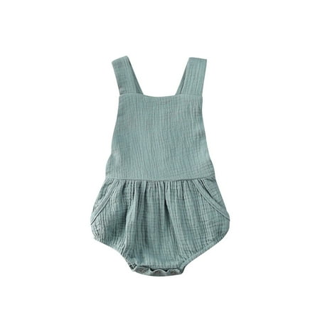 Binpure Baby Girls Square Neck Romper Solid Color Sleeveless Backless Jumpsuit for Summer
Binpure Baby Girls Square Neck Romper Solid Color Sleeveless Backless Jumpsuit for Summer