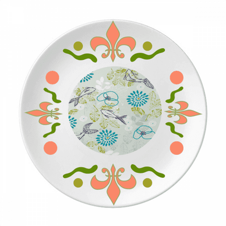 fish flower blue animal Flower Ceramics Plate Tableware Dinner Dish