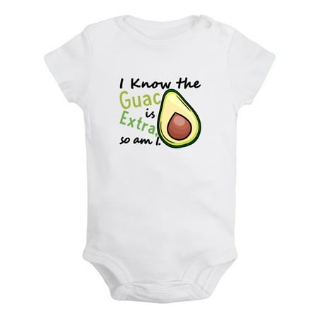 I Know the Guac Is Extra Funny Rompers For Babies Newborn Baby Unisex Bodysuits Infant Jumpsuits Toddler 0-24 Months Kids One-Piece Oufits (White 6-12 Months)
I Know the Guac Is Extra Funny Rompers For Babies Newborn Baby Unisex Bodysuits Infant Jumpsuits Toddler 0-24 Months Kids One-Piece Oufits (White 6-12 Months)