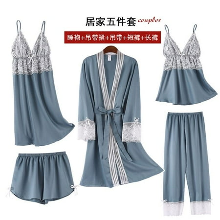 DanceeMangoo 5PCS Robe&gown Set Women Lace Trim Satin Sleepwear Pyjamas Summer Bridal Wedding Nightwear Casual Home Wear Kimono Best Friend
DanceeMangoo 5PCS Robe&gown Set Women Lace Trim Satin Sleepwear Pyjamas Summer Bridal Wedding Nightwear Casual Home Wear Kimono Best Friend
