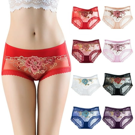 Juebong Underwear for Women Clearance Under $10.00 Women s transparent mesh embroidery breathable rose print buttocks girls pants Purple L 
Juebong Underwear for Women Clearance Under $10.00 Women s transparent mesh embroidery breathable rose print buttocks girls pants Purple L