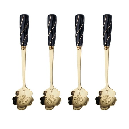 4pcs Delicate Flower-shaped Coffee Scoop Ice Cream Spoon Durable Dessert Spoon