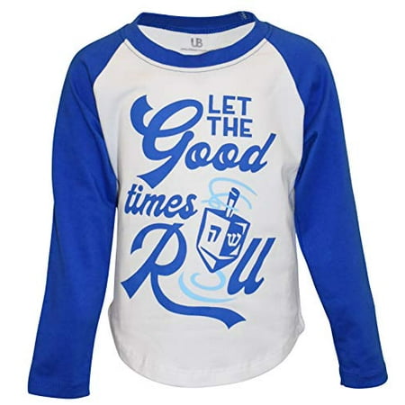 Unique Baby Boys Let The Good Times Roll Raglan Hanukkah Shirt (6 Blue)