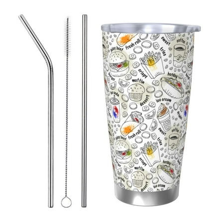 Uemuo Fastfood 2 Print Travel Coffee Mug 20oz Double-walled Car Cup Stainless Steel Insulated Tumbler Leak-proof Travel Cup Reusable Straw Car Cup-Straw Three-piece Set
Uemuo Fastfood 2 Print Travel Coffee Mug 20oz Double-walled Car Cup Stainless Steel Insulated Tumbler Leak-proof Travel Cup Reusable Straw Car Cup-Straw Three-piece Set