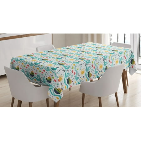 Sailboat Tablecloth Scribbled Hand Drawn Ocean Habitants Fishes Water Spraying Whale and Rising Sun Rectangular Table Cover for Dining Room Kitchen 60 X 90 Inches Multicolor by Ambesonne
Sailboat Tablecloth Scribbled Hand Drawn Ocean Habitants Fishes Water Spraying Whale and Rising Sun Rectangular Table Cover for Dining Room Kitchen 60 X 90 Inches Multicolor by Ambesonne