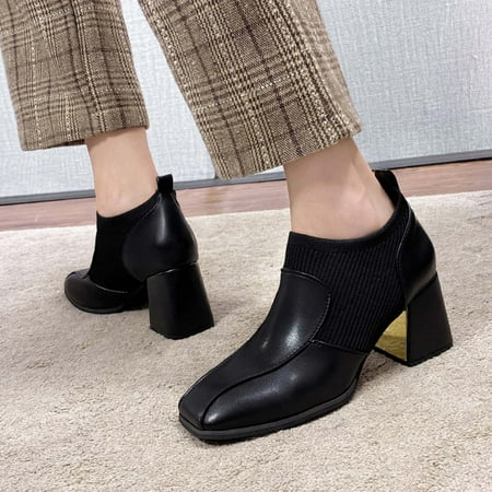 Lhked Women s Comfort Retro Splicing High Heels Shoes Chunky Heel Square Toe Knitting Shoes Party Dress Shoes 6.5
Lhked Women s Comfort Retro Splicing High Heels Shoes Chunky Heel Square Toe Knitting Shoes Party Dress Shoes 6.5
