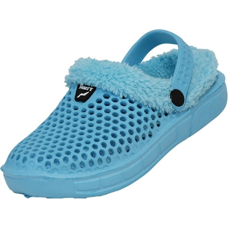 NORTY Girls Fur Lined Comfort Clogs Child Slippers Sandals Turquoise
