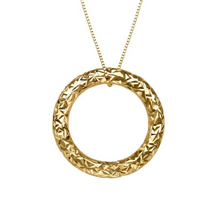 Just Gold Etched Circle Pendant Necklace in 14kt Gold