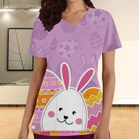 Joau Nursing Scrub Tops for Women Easter Egg Bunny Print Working Uniform Short Sleeve V Neck Workwear Blouse T-shirt with Pockets on Clearance
Joau Nursing Scrub Tops for Women Easter Egg Bunny Print Working Uniform Short Sleeve V Neck Workwear Blouse T-shirt with Pockets on Clearance