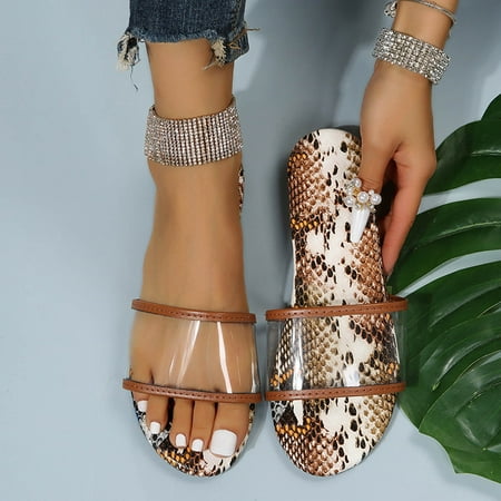Fjofpr Slippers for Women Outer Wear Ladies Casual Flat Color Transparent Sandals Hot
Fjofpr Slippers for Women Outer Wear Ladies Casual Flat Color Transparent Sandals Hot