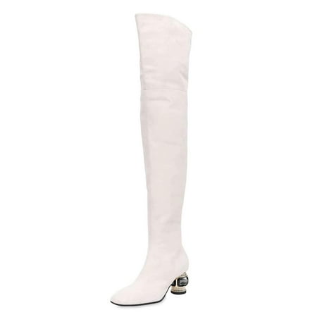 XYD Women s Classic Over The Knee Thigh High Boots Square Closed Toe Chunky Crystal Low Heel Side Zip Dress Party Shoes Size 6.5 White
XYD Women s Classic Over The Knee Thigh High Boots Square Closed Toe Chunky Crystal Low Heel Side Zip Dress Party Shoes Size 6.5 White