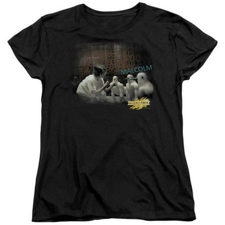 Mirrormask-Bob Malcolm Short Sleeve Womens Tee, Black - Large