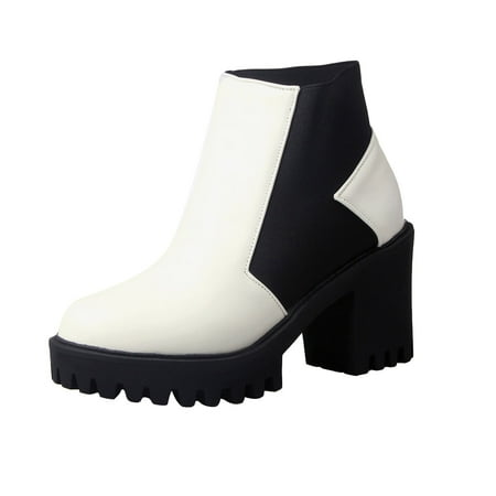 Valentine s Day Deals!2022 Juebong High Heeled Thick Heeled Women s Boots Fashion Glamour Women s Boots