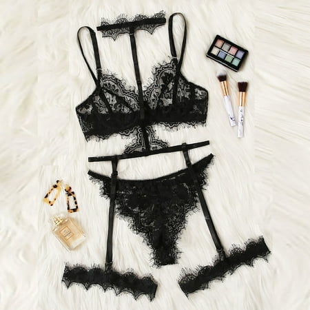 KUNPENG Sexy Exquisite Lace Lingerie Bra+Garter+Briefs Set Babydoll Cut-Out Sleepwear Valentine s Nightgown Pajamas Black / S
KUNPENG Sexy Exquisite Lace Lingerie Bra+Garter+Briefs Set Babydoll Cut-Out Sleepwear Valentine s Nightgown Pajamas Black / S